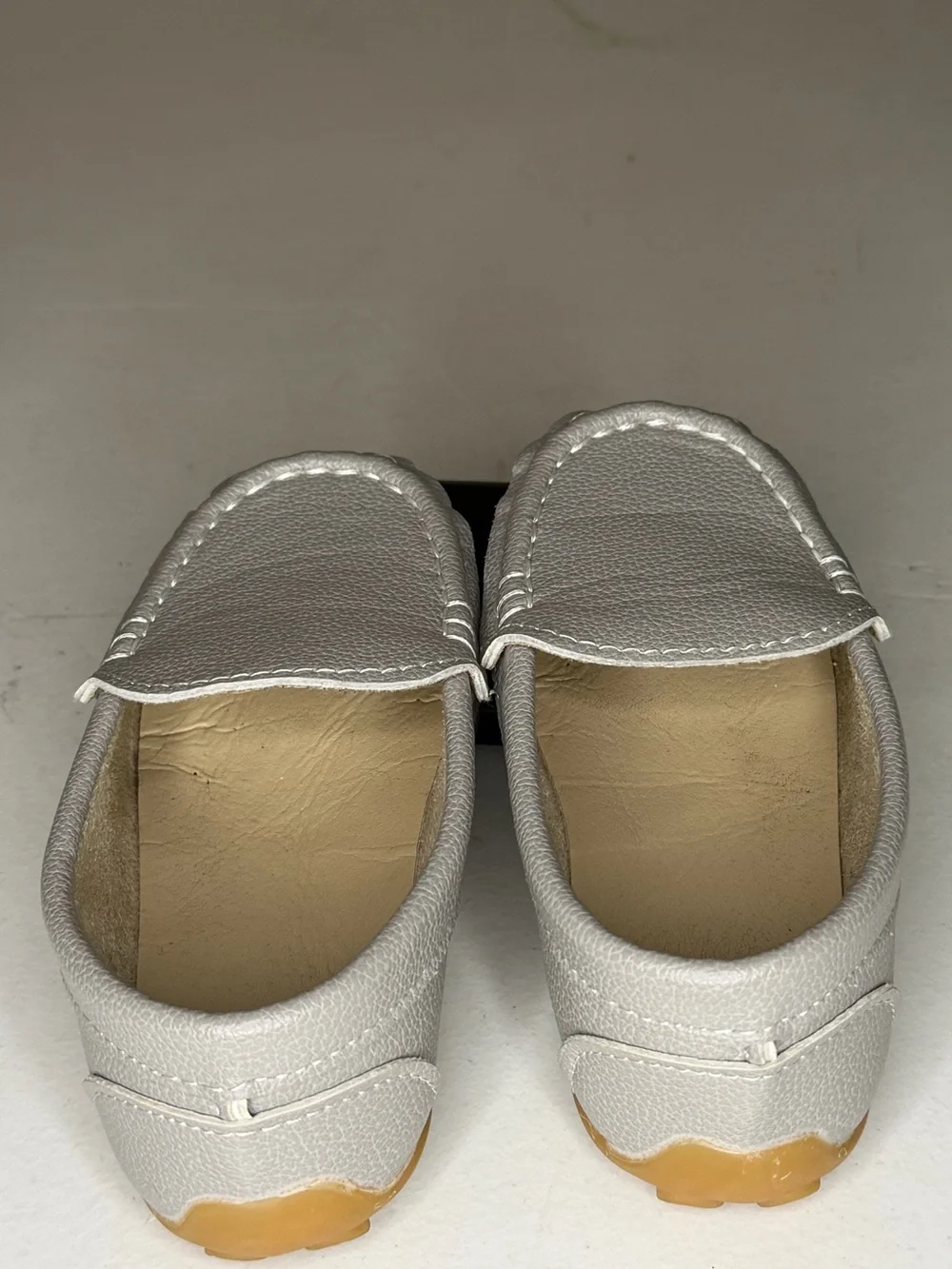 Metallic Silver Slip-On Moccasin Flats